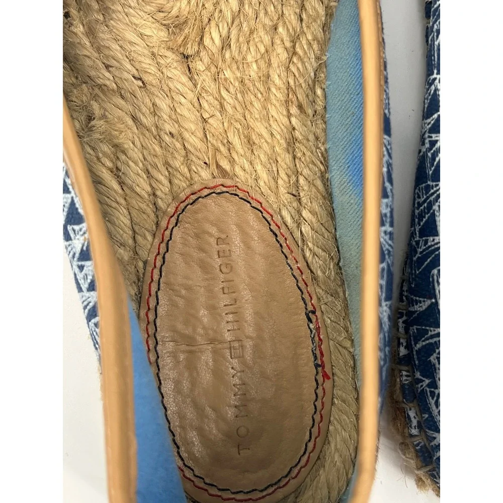 Tommy Hilfiger Sailboat Print Espadrille Flats Blue White Nautical Slip On